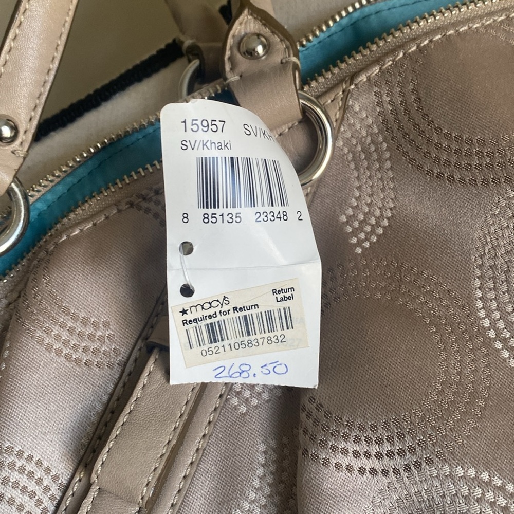 Coach 15957 Khaki Madison Dotted Art Sophia Shoulder Bag Satchel Purse - Picture 5 of 6